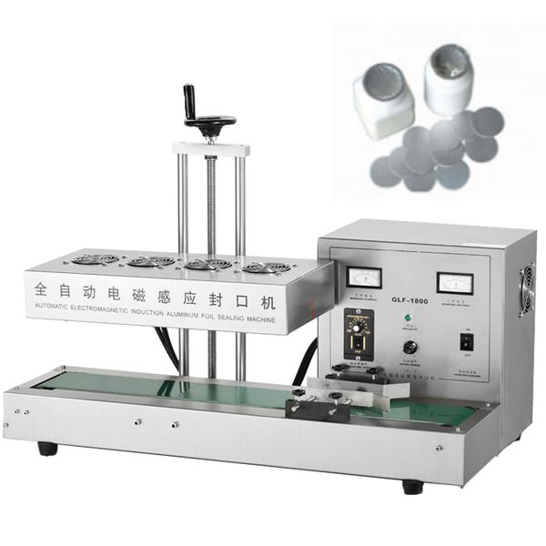 Automatic continuous induction sealing machine for jar caps, canisters, aluminum foil, plastic cups, and bottles