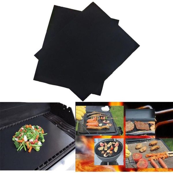 BBQ Grill Mat Barbecue Grilling Liner Portable Non-stick Reusable Make Grilling Easy 33*40CM 0.2MM Black Oven Hotplate Mats ready  

Rewritten:  
Reusable non-stick BBQ grill mat for easy barbecuing, portable oven liner in black (33x40cm, 0.2mm) for hotplates