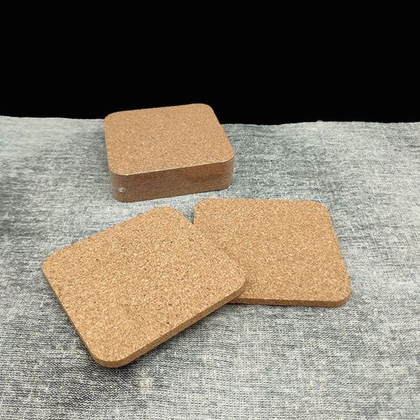 blank square and round cork coasters, 95x95mm, heat-resistant absorbent cup mats for insulation
