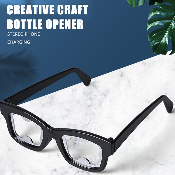 Bottle opener eyeglasses for parties and bars, featuring a black frame and claw design for easy beverage opening