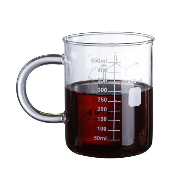 Caffeine Beaker Mug Graduated Beaker Mug with Handle Borosilicate Glass Cup 210409