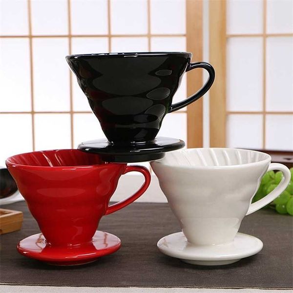 Ceramic pour-over coffee dripper with detachable stand for 1-4 cup brewing