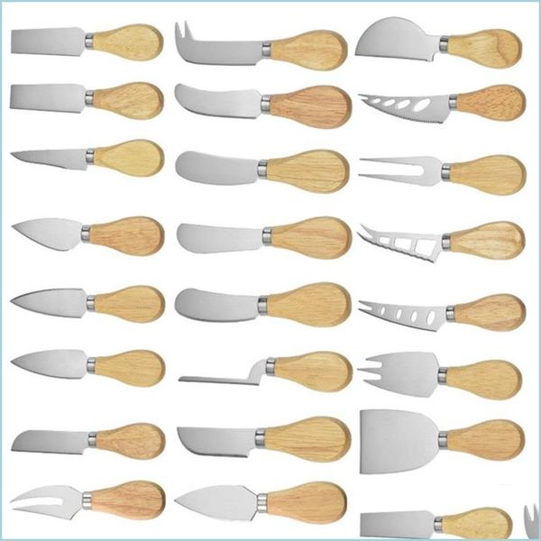 Cheese knife with stainless steel blade and wooden handle, versatile for butter, cheese, and kitchen tasks