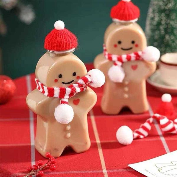 Christmas-themed 10-piece mug set featuring gingerbread man candy jars, perfect for juice, drinks, and party gifts