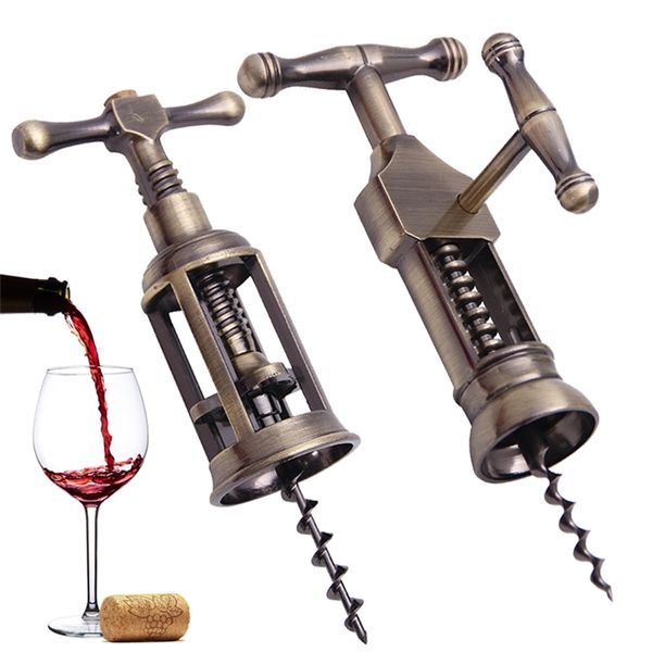 Classic vintage-style zinc alloy wine opener with a retro bronze finish for effortless cork removal