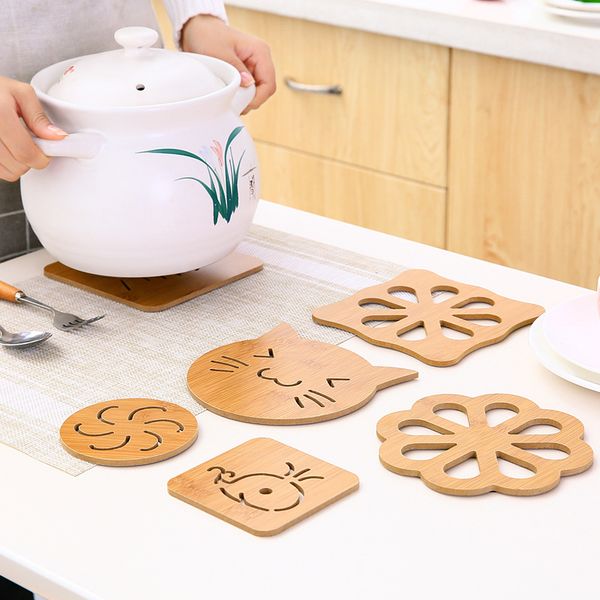 Coasters Cup Mat Wooden Hollowed out anti slip Thicken Natural Color circular wholesale