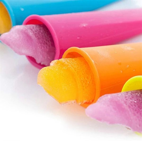 Colorful silicone popsicle molds for DIY ice cream making, fun for kids