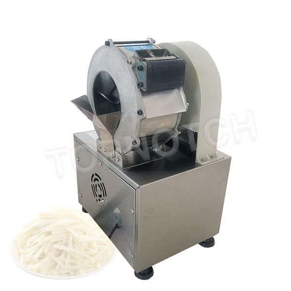 Commercial electric vegetable slicer for potatoes, carrots and ginger in professional kitchens