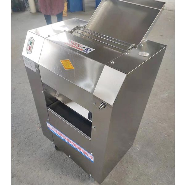 Commercial-grade stainless steel electric dough roller with aluminum motor core for professional kitchens