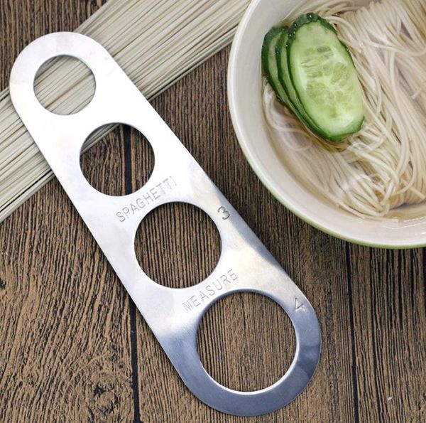 Compact 4-in-1 stainless steel pasta measuring tool for durable kitchen use