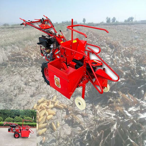 Compact home-use maize harvester for small-scale farming, ideal for single-row corn harvesting