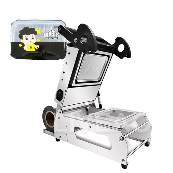 Compact plastic tray sealer for kitchen lunch box hand press operation