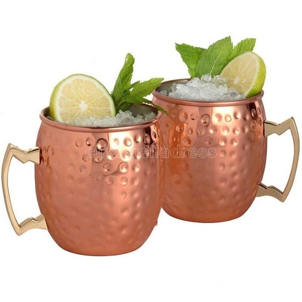 Copper mug with rose gold hammered finish for beer, coffee, or Moscow mule drinks