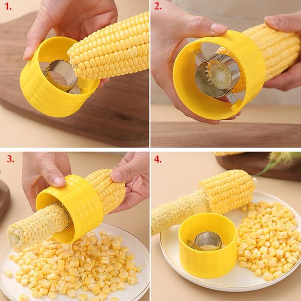 Corn husker and stripper tool for efficient kitchen prep