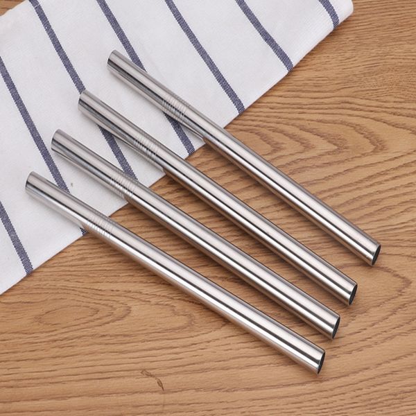 Creative 12mm stainless steel straw in food-grade 304, ideal for milk tea and coffee, reusable with stylish metal finish