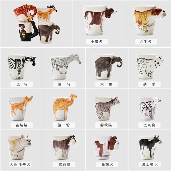 Creative 3D hand-painted dinosaur-themed ceramic coffee mug with animal design