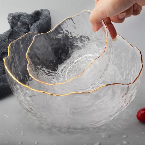 Creative Glass Salad Bowl for Tableware - Irregular Shaped Fruit and Veggie Dish, Phnom Penh Style Kitchenware