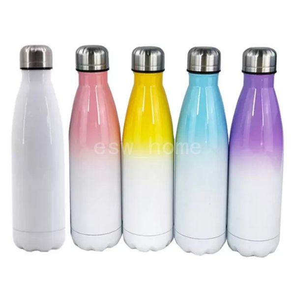Customizable double-walled vacuum water bottles for sublimation printing with personalized images, keeping drinks hot or cold