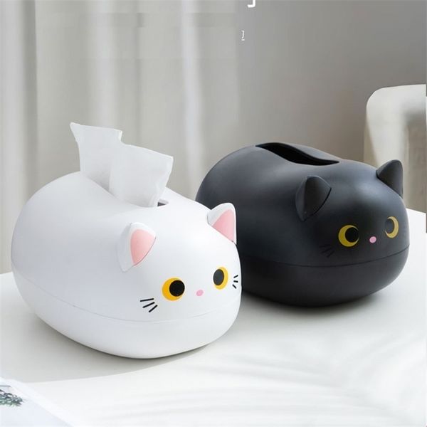 Cute cat-themed tissue box and napkin holder for kitchen or bathroom, Nordic-style home decor