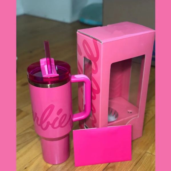 DHL 40oz Hot Pink Stainless Steel Travel Mug with Floral Design