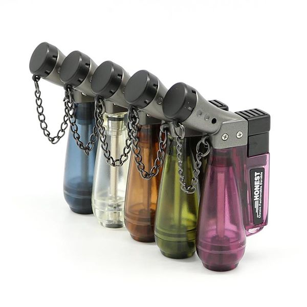 DHL FREE windproof refillable jet lighter with butane gas for welding, camping, cigars, and cigarettes in random colors