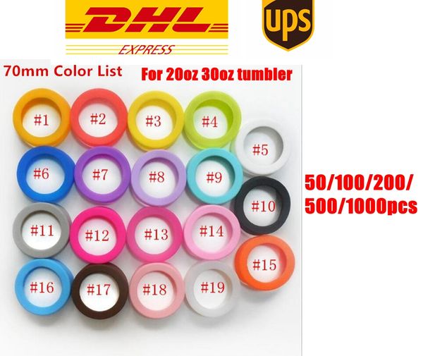 DHL offers 50-500pcs silicone coasters for 30oz/20oz tumblers, travel mugs, and water bottles with nonslip bumpers on the bottom