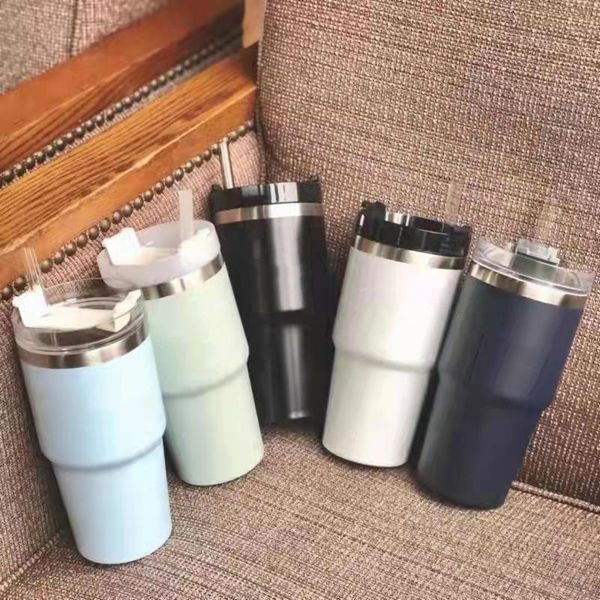DHL-branded 20oz stainless steel tumblers with straws for car, office, or desktop use