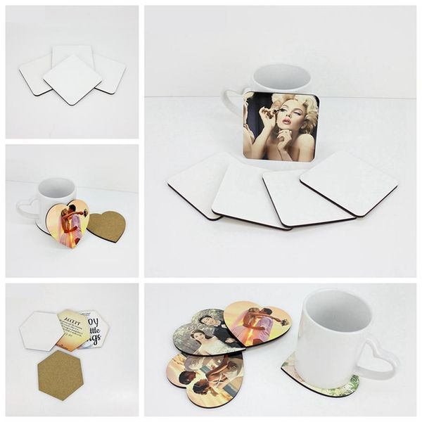 DIY sublimation coasters made of wood and cork for cups, featuring round floral designs, perfect as promotional items, party favors, or gifts