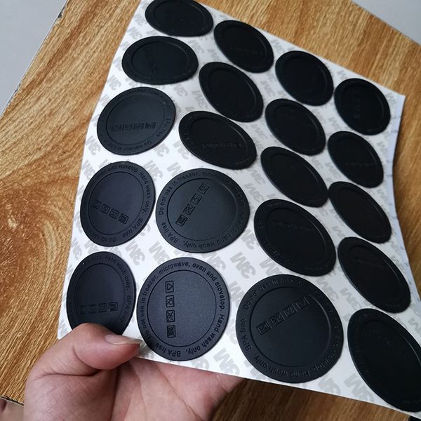 Drink Coasters with rubber base for 15oz, 20oz, 30oz tumblers, black anti-slip self-adhesive stickers