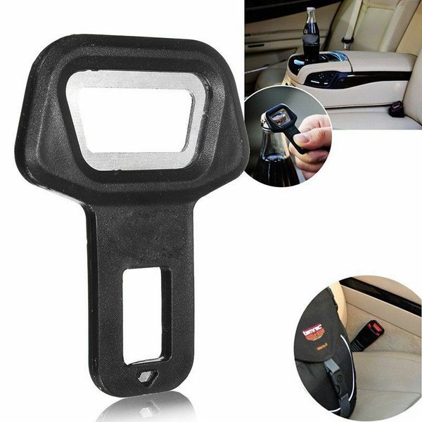 Dual-purpose car safety belt clip with bottle opener function