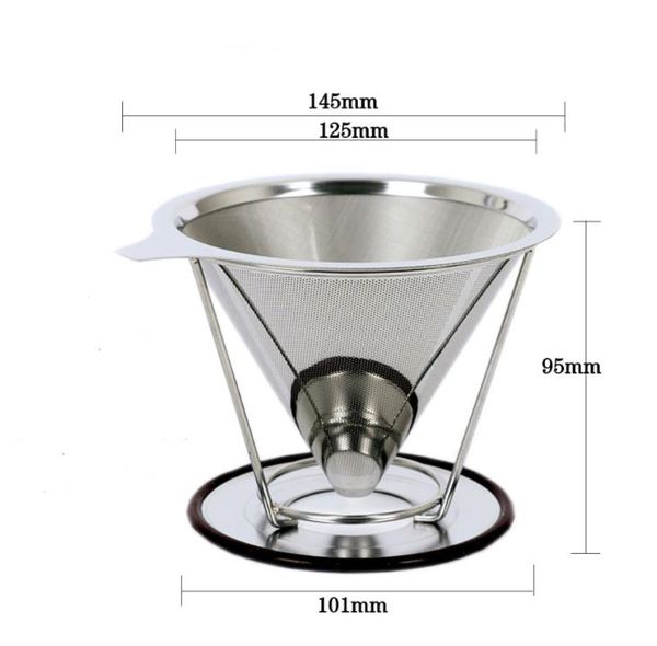 Durable 304 stainless steel portable coffee filter screen, 95mm height, for coffee maker funnels, model SN6316