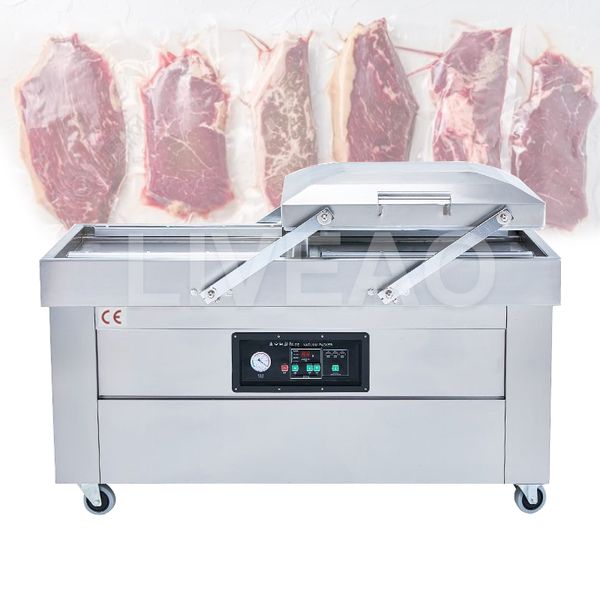 Dz-400/500 double-chamber kitchen vacuum sealer for rice, fruits, vegetables, meat, and fish