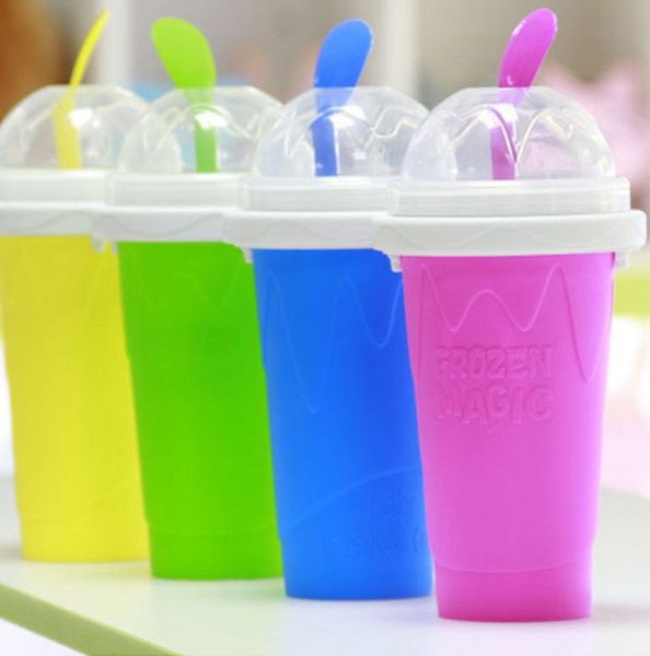 Easy DIY Smoothie Cup With Straw Magic Smoothie Maker Travel Camp Portable Silicone Smoothie Cup Sand Ice Cream Slush Maker KKA7843