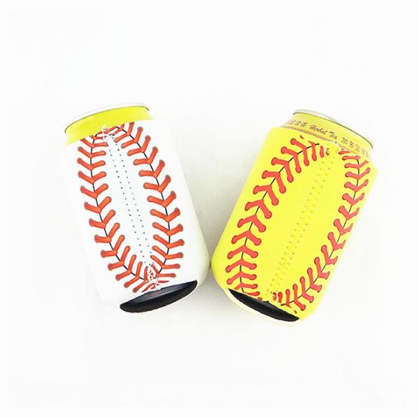 Eco-friendly neoprene can sleeves in baseball pattern, 13x10cm, available in two colors, hot seller SN2566