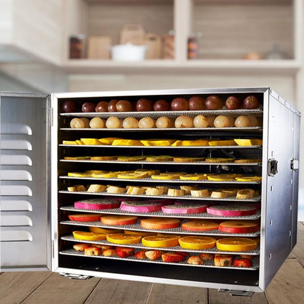 Electric food dehydrator with 10 trays for drying fruits, vegetables, flowers, and pet snacks at 110V or 220V