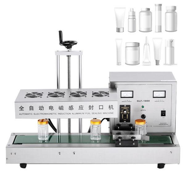 Electromagnetic GLF-1800 continuous induction sealer for 20-80mm aluminum foil and plastic bottle caps, 220V 1800W