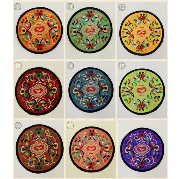 Embroidery Cloth Round Coaster Table Placemats Floral Print Coffee Mug Pads Cup Heat Resistant Non Slip Table Mats Coaster Portavasos