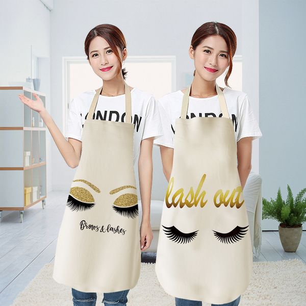 Eye lashes Printed Kitchen Apron for men and women, a cotton linen waist apron ideal for cooking and cleaning
