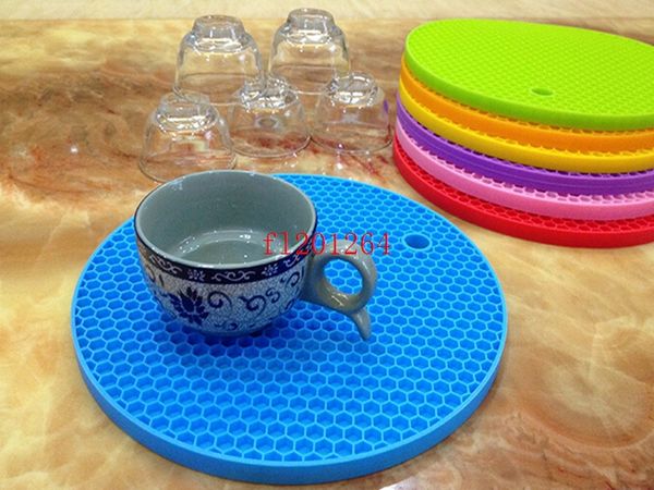 Fedex DHL Free Shipping Kitchen Round silicone trivet mat heat resistant pan holder Mat 10 colors,100pcs/lot