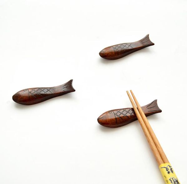 Fish-shaped wooden tableware holder for chopsticks, spoons, forks, and knives