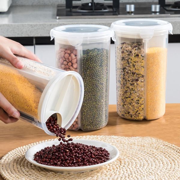 Food Storage Container for Cereal, Snacks, and Refrigerator Organization with Detachable 4-Grid Design