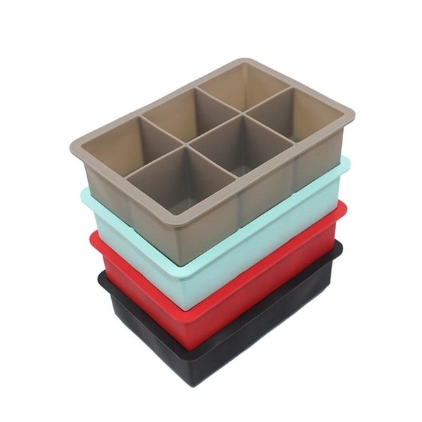 Food-grade 16.5x11.5x5 cm square silicone mold for making fruit cubes or ice bars with 6 lattice compartments
