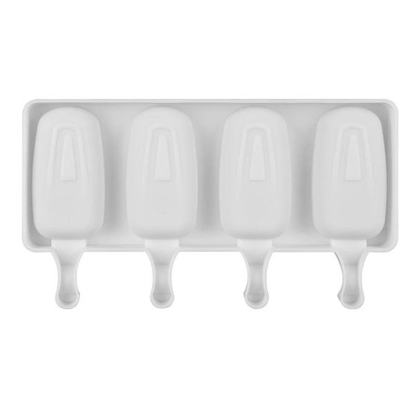 Food-grade silicone ice cream molds with 4 compartments for homemade popsicles and frozen treats