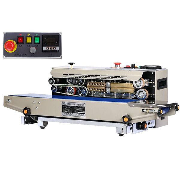 FR-770 Supermarket horizontal belt sealer with date printing for automatic film bag heat sealing, 220V