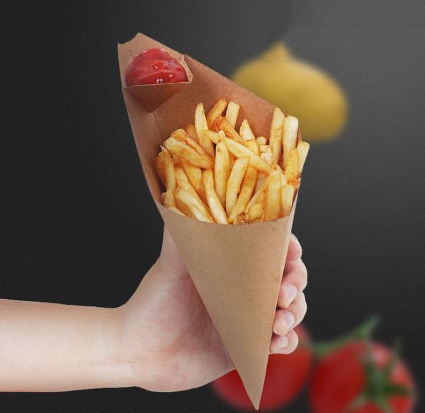 French fry holder box for chips, oil-resistant disposable paper container ideal for parties and takeout