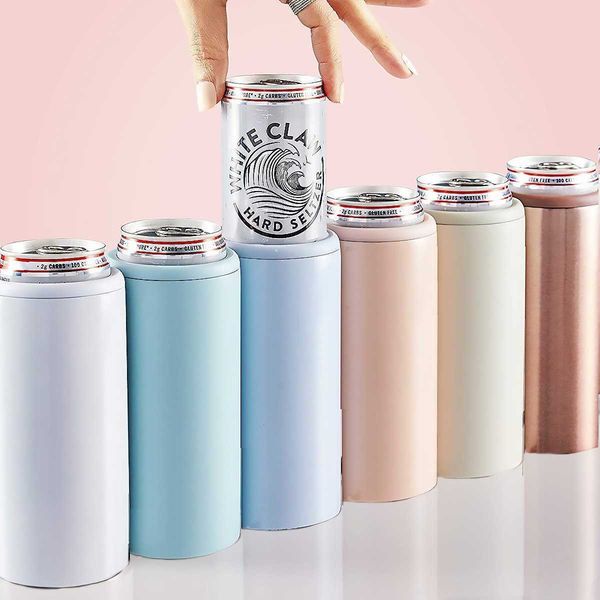 Frosted 304 stainless steel beer and beverage cooler cans, ideal for outdoor travel, social gatherings, and stylish decoration