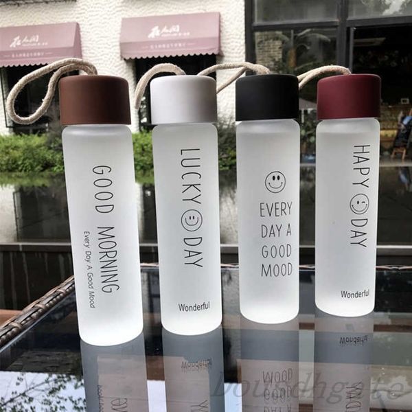 Frosted Glass Water Bottles Tumbler Tea Mugs Adult Outdoor Sport Portable Glasses Cups Kid Children School Drink Cup With Lid BC BH3803