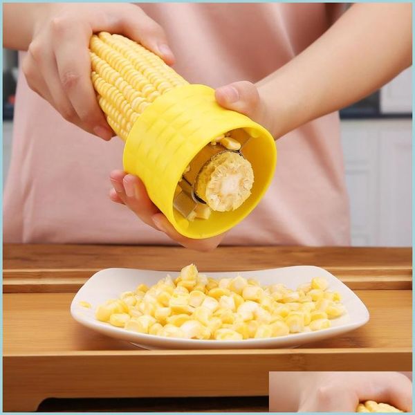 Fruit and vegetable tools including innovative corn peelers, niblet separators, and shellers for home cooking and kitchen accessories