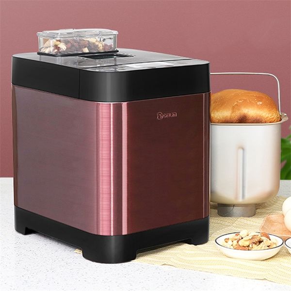 Fully automatic bread maker with timed dough kneading, auto-feeding, toasting, and a metal body for breakfast convenience