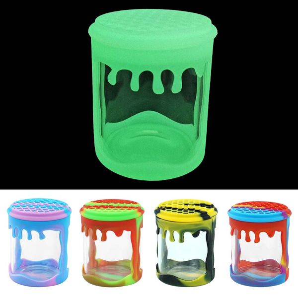 Glow-in-the-dark nonstick silicone jars for dab wax storage, heat-resistant bakeware containers with 20pcs MOQ